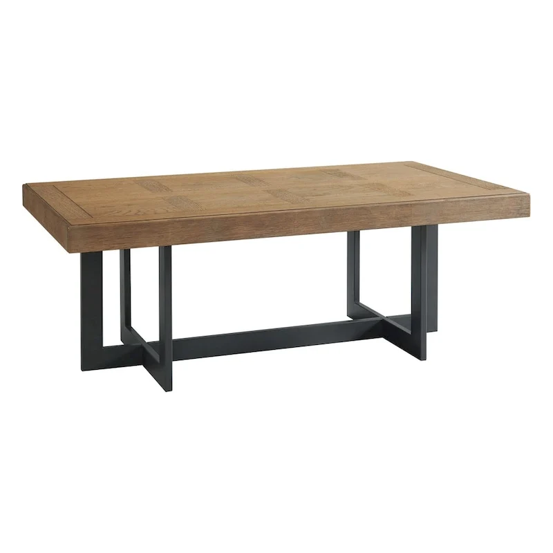 52 Wide Coffee Table with Metal Base, Rustic Dune