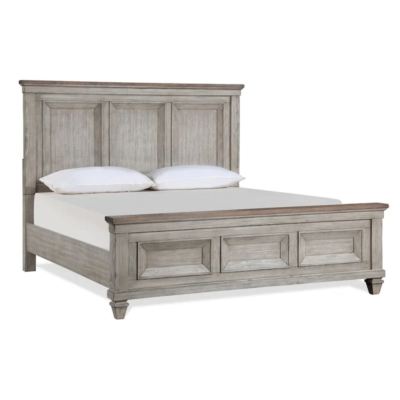 New Classic Furniture Mecklin Cream and Brown 5-Piece Bedroom Set with 2-Nightstand