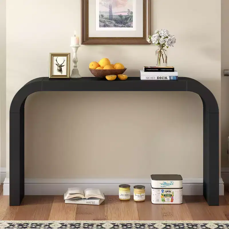 Whisen 52 Wood Console Table with Curved Edge