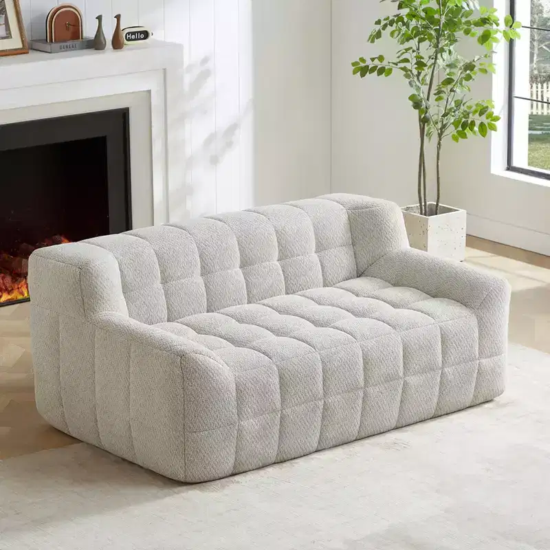 64.5" Square-Tufted Velvet Loveseat - High-Density Memory Foam, 2-Seat Sofa
