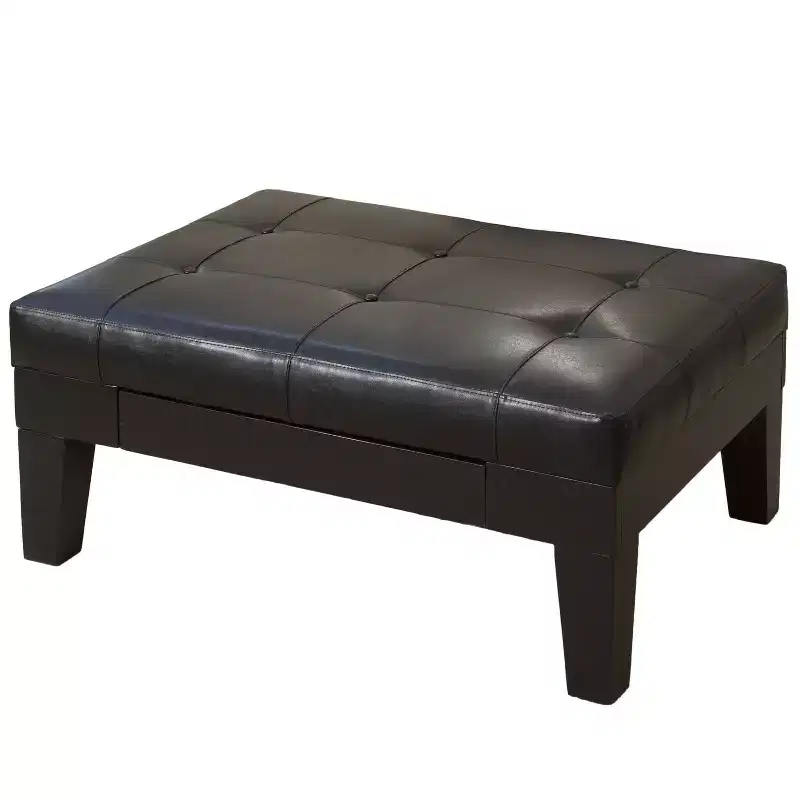 Christopher Knight Home Chatham Contemporary Faux Leather and Pine Wood Storage Ottoman