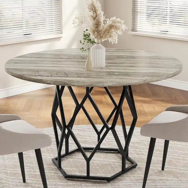 47 Inch Round Dining Table for Dining Room, Living Room - N/A
