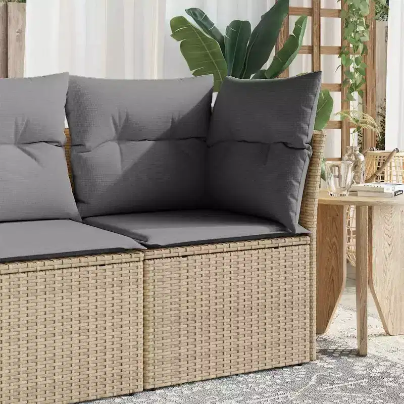 vidaXL Garden Chair Beige PE Rattan, Powder-Coated Steel Single Modular
