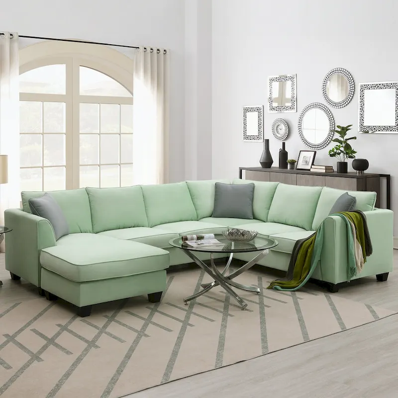 Modular Sectional Sofa with Ottoman and 3 Pillows