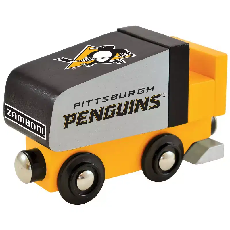 MasterPieces Officially Licensed NHL Pittsburgh Penguins Wooden Toy Zamboni Train Engine For Kids