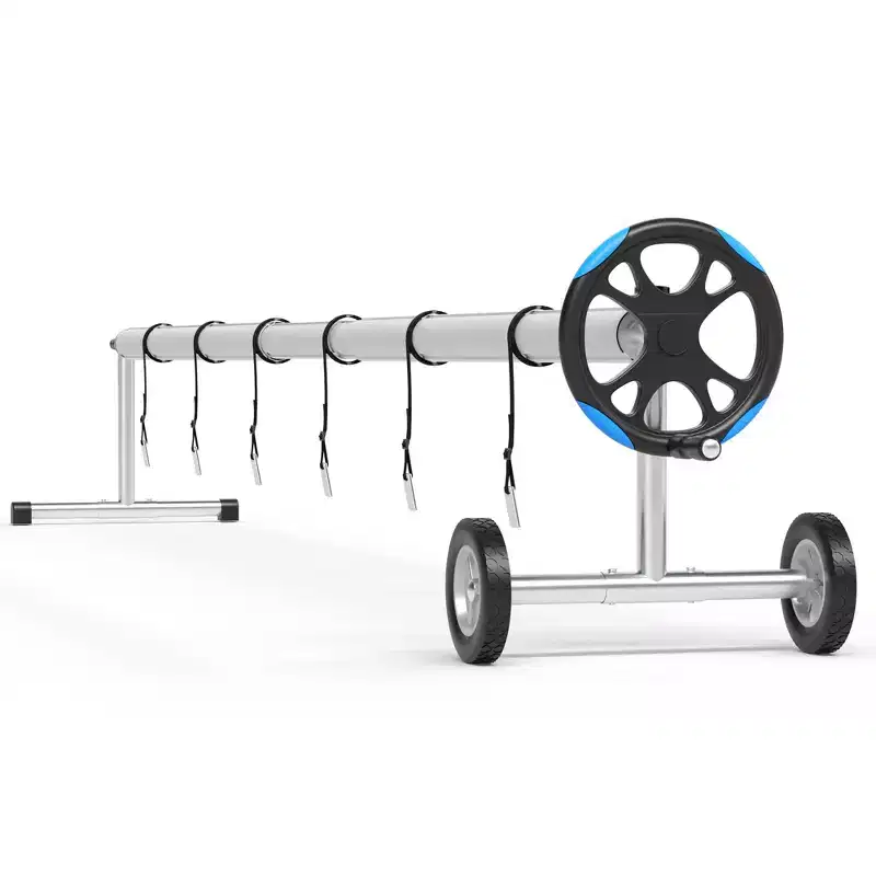 Solar Cover Reel for Inground Pools - Heavy-Duty Aluminum Roller with Hand Crank & Wheels