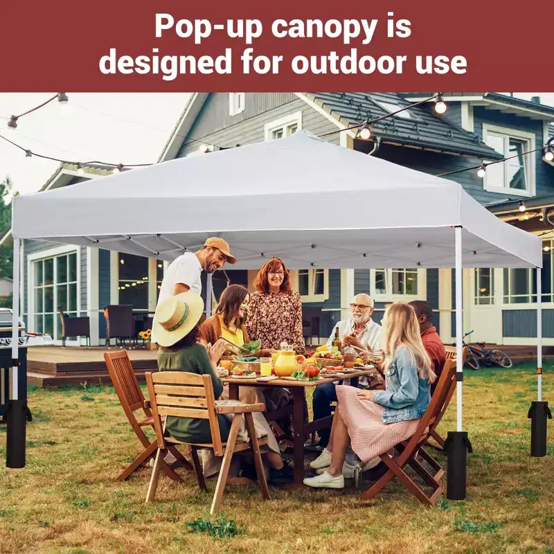 8x8ft Instant Pop-Up Canopy Tent C One-Touch Waterproof Beach Shelter with Wheeled Bag for Outdoor, Parties & Camping (White)
