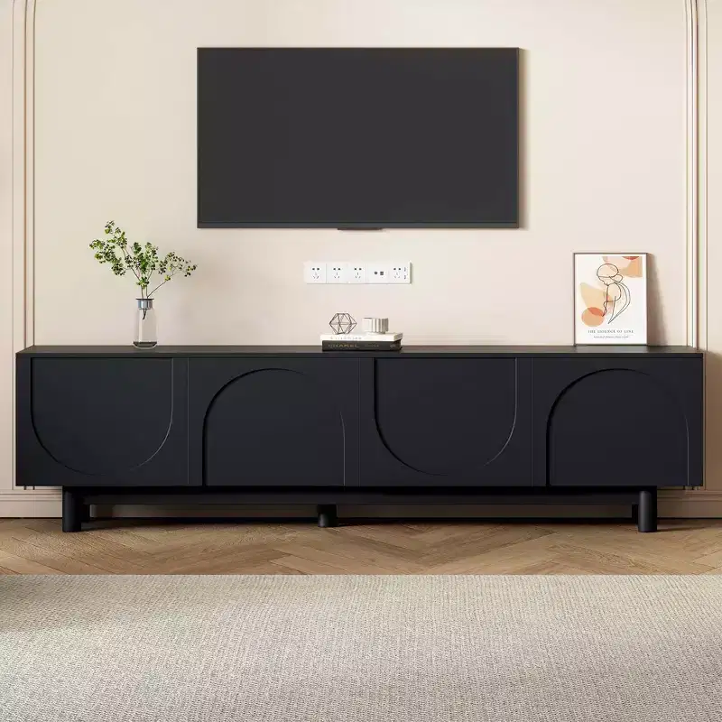 MAYEERTY White Graceful TV Stand, Arch Cabinet Minimalist Media Console for 78 TVs