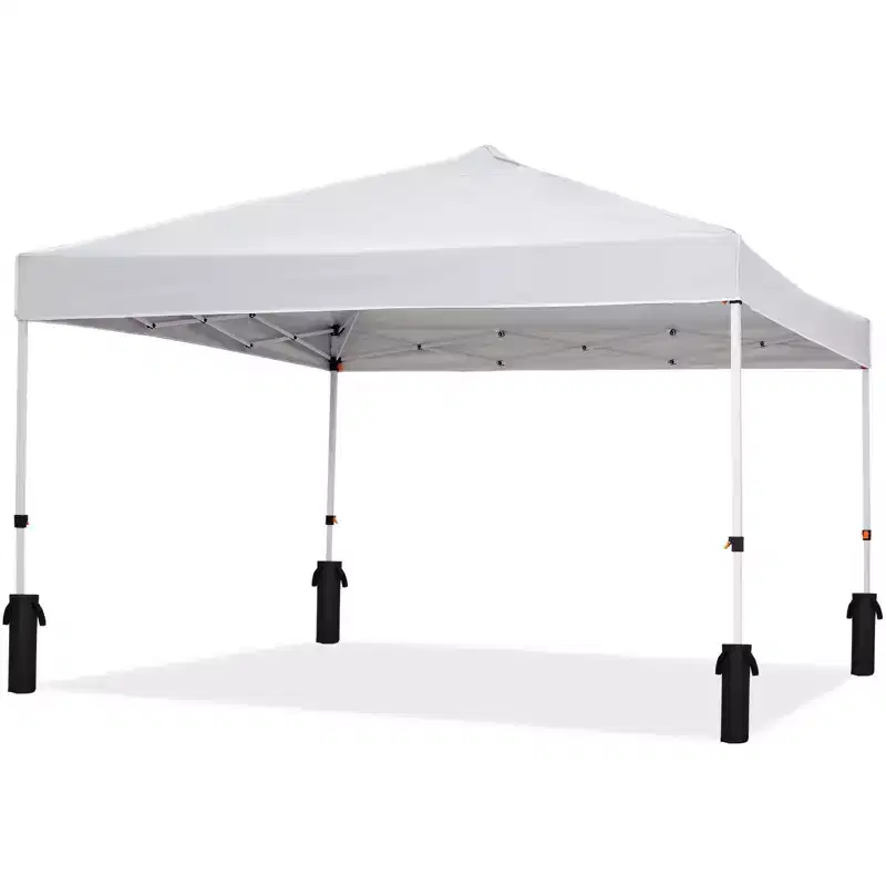 8x8ft Instant Pop-Up Canopy Tent C One-Touch Waterproof Beach Shelter with Wheeled Bag for Outdoor, Parties & Camping (White)