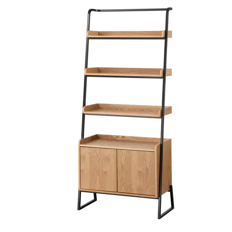 Lifestorey 73 Estanier Ladder Shelf with Cabinet Natural/Black