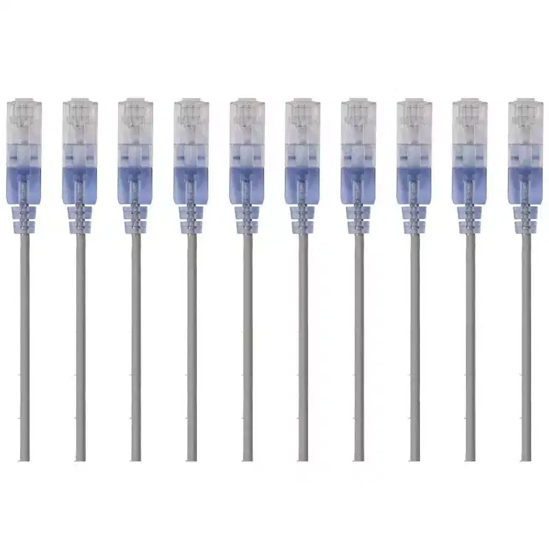 Monoprice Cat6A Ethernet Patch Cable - 5 Feet - Gray | Network Internet Cord - RJ45, 550Mhz, UTP, Pure Bare Copper Wire, 10G, 30AWG, 10-Pack - SlimRun