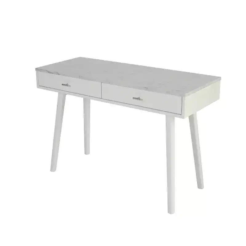 The Bianco Collection Viola 44 Rectangular Italian Carrara White Marble Writing Desk