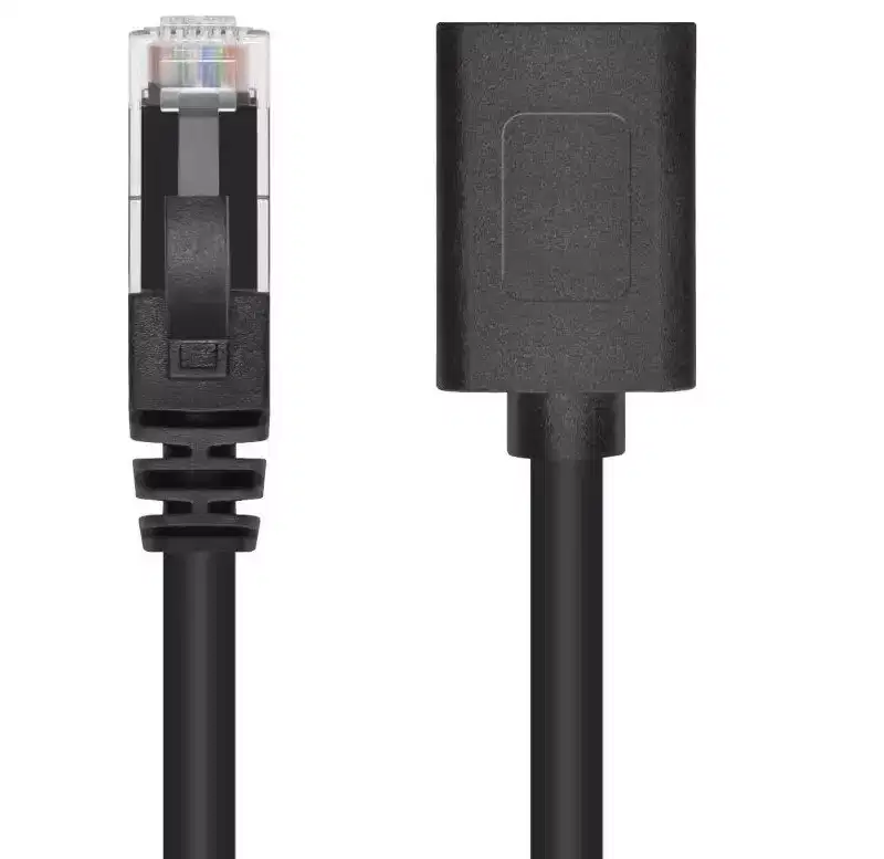 Monoprice Cat6A 1ft Black U/UTP Ethernet Extension Cable RJ45 Male to Female (with PCB Jack 3), 24AWG, Stranded Ba