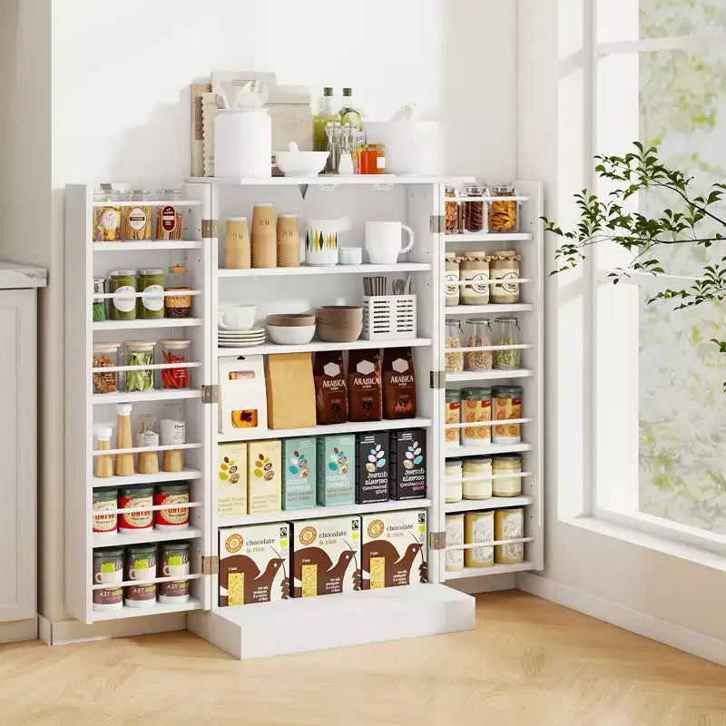 41" Tall Pantry Cabinet Kitchen Storage with Doors and Adjustable Shelves
