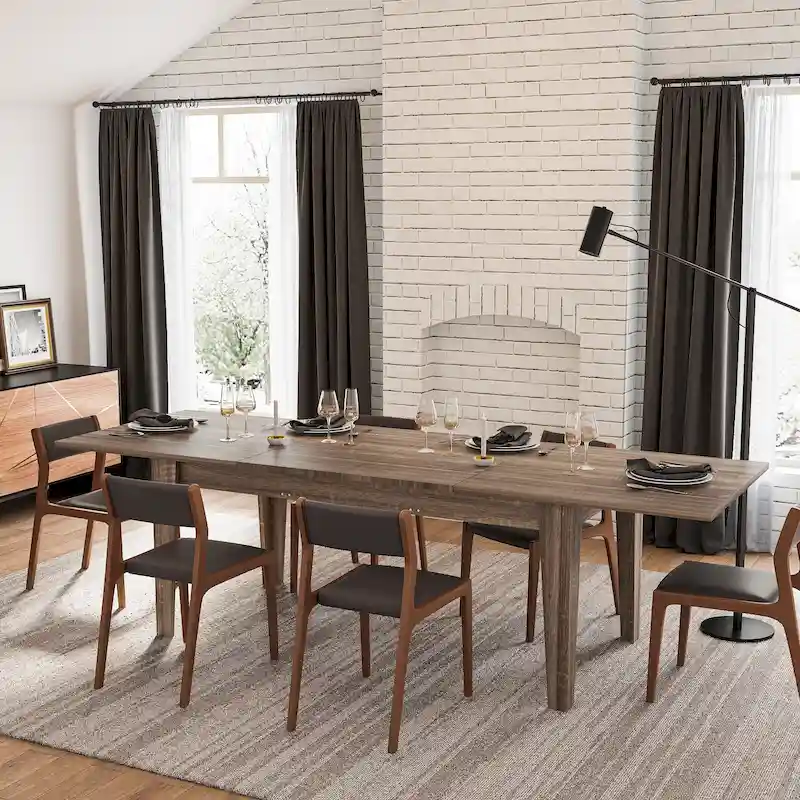 Rectangular Extendable Dining Table Functional Kitchen Table for 4-12 People