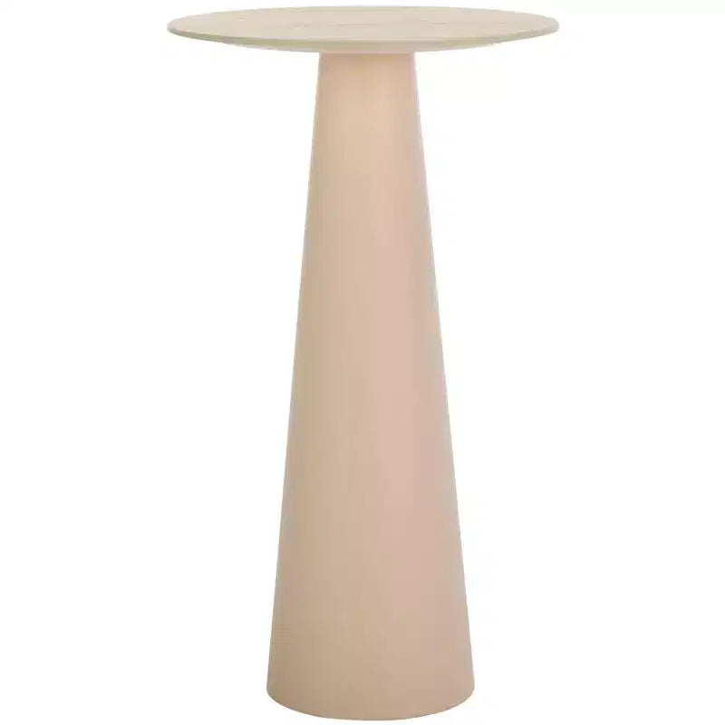 Tall Round Ceramic Side Table with Iron Frame – Beige