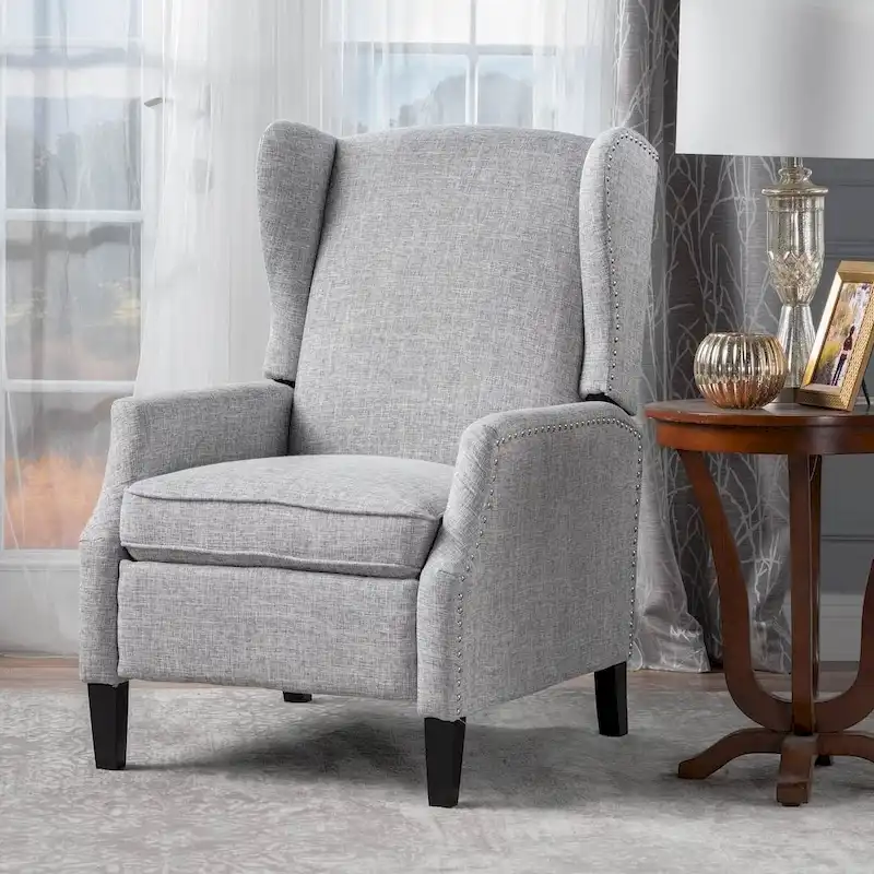 Traditional Fabric Recliner Chairs with Studded Border by Christopher Knight Home