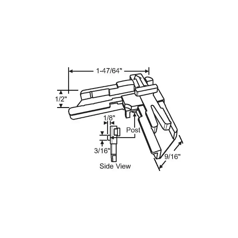 Brixwell Locking Screen Corner With Post Slider Plastic, 1-47/64 Length, Window Screen Hardware, Black Finish