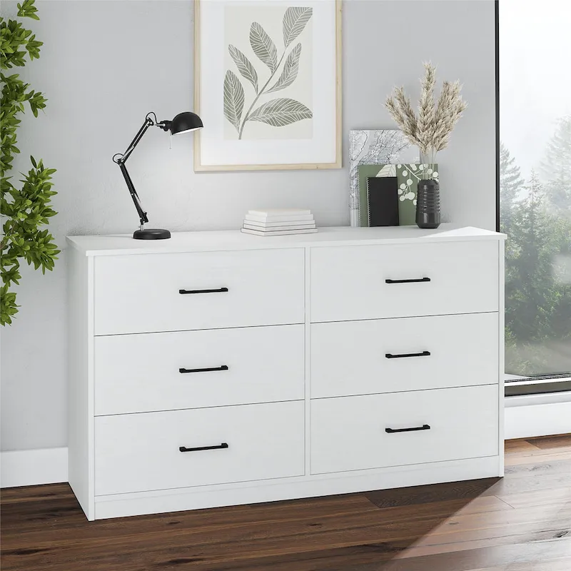 Wide 6-Drawer Dresser with Laminate Finish