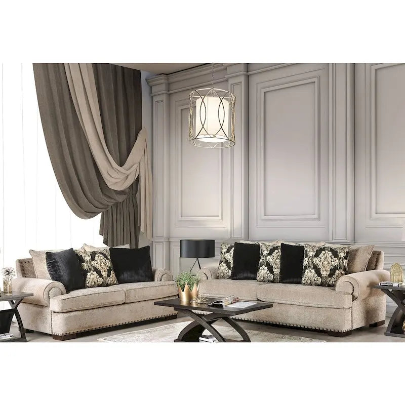 Furniture of America Jula Traditional Linen 2-piece Sofa Set