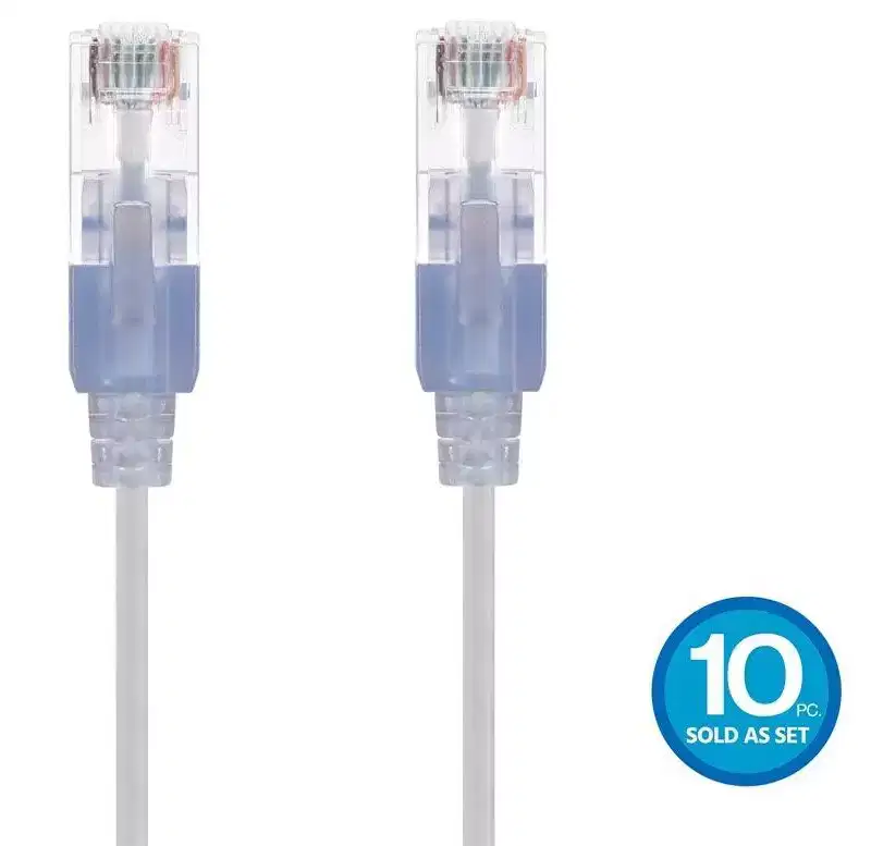 Monoprice Cat6A Ethernet Patch Cable - 10 Feet - White | Network Internet Cord - RJ45, 550Mhz, UTP, Pure Bare Copper Wire, 10G, 30AWG, 10-Pack -