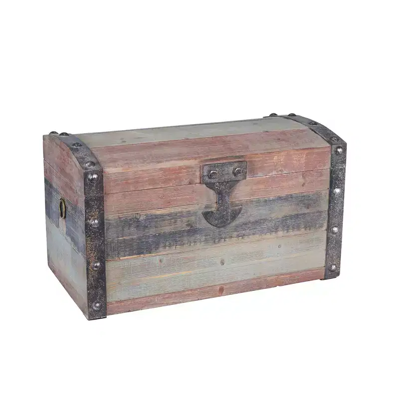 Household Essentials Small Wooden Storage Trunk