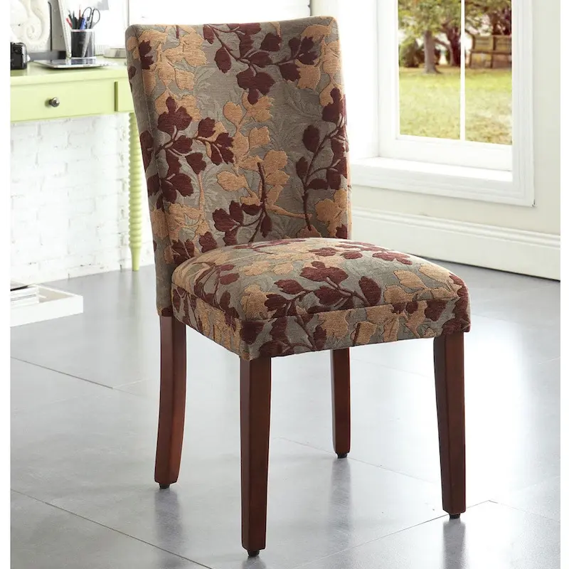 Classic Textured Sage Floral Chenille Dining Chair