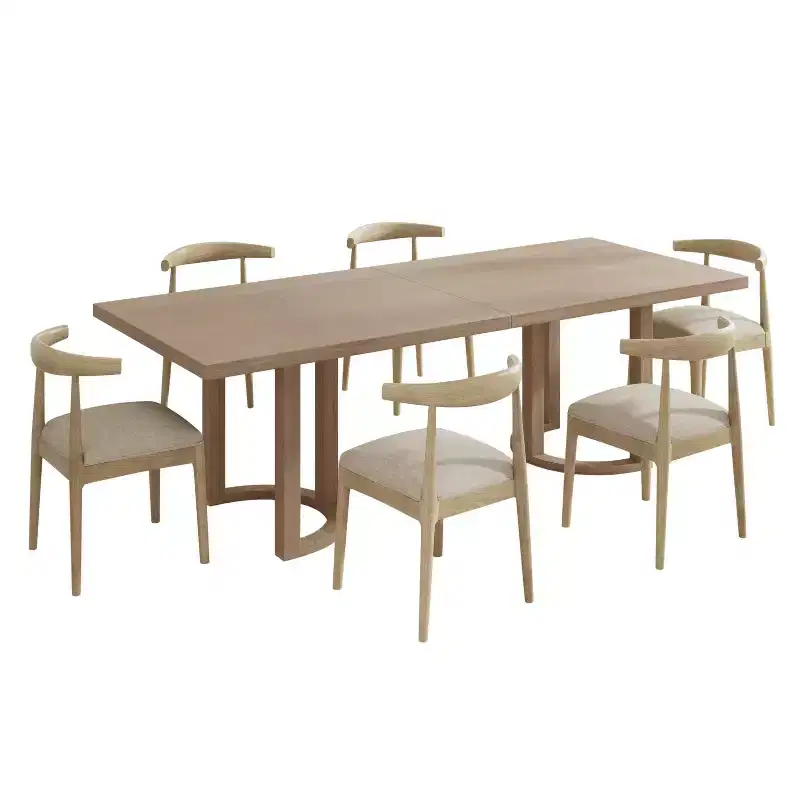 Christopher Knight Home Lillian 7pc Mid-Century Modern Dining Set with Upholstered Chairs Light Ash