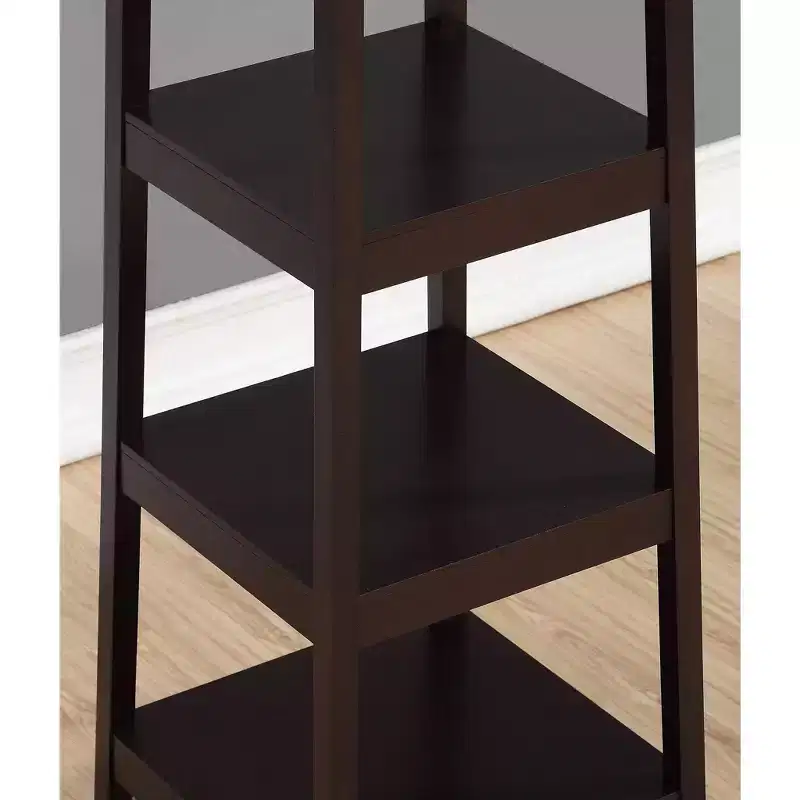 Espresso Wood Coat Rack with 3-Tier Storage Shelves