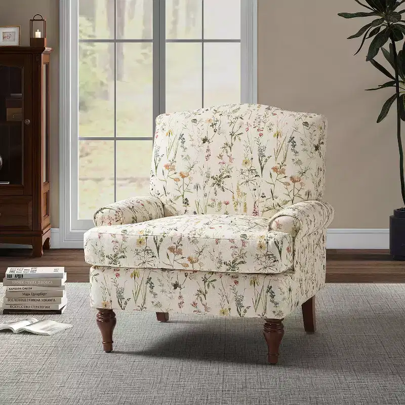 Dani comfy Livingroom Armchair with Solid Wood Legs | KARAT HOME