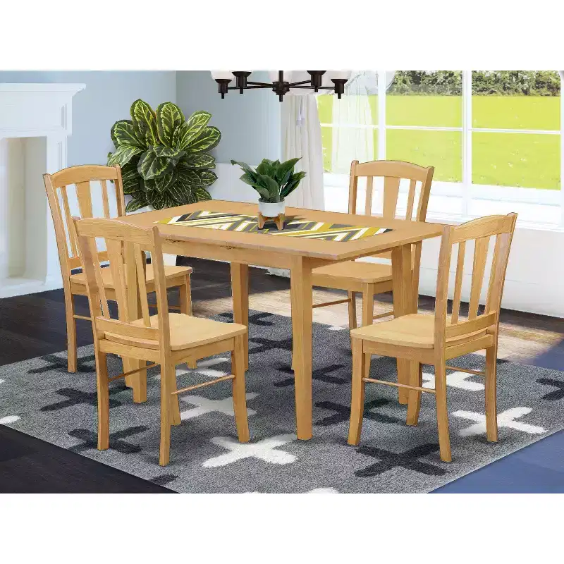 HomeStock Belmont Kitchen Table Set - Kitchen Dinette Table And Dining Chairs, Oak