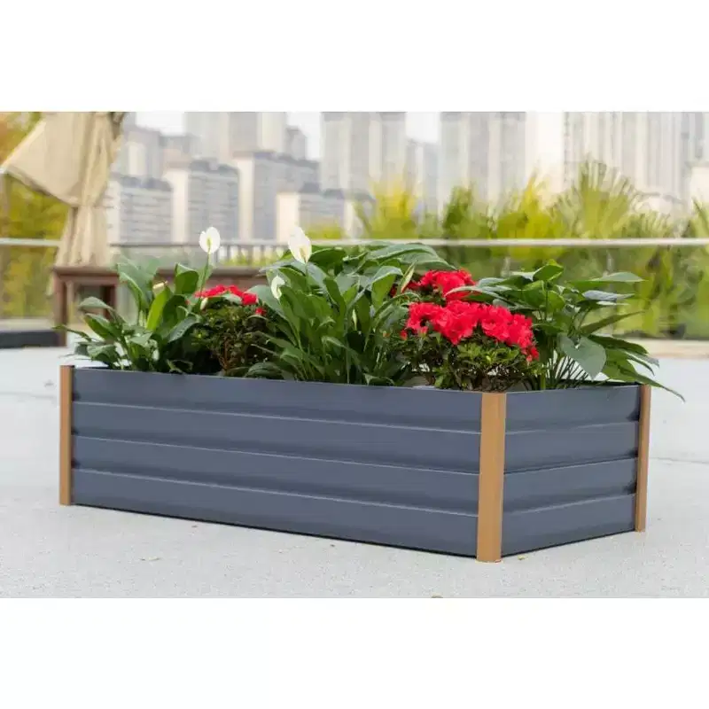 Aluminum Raised Garden Bed, Open-Bottom Deep Design with Rounded Safety Corners & Anti-Cut Trim, Large Outdoor Planter Box Kit