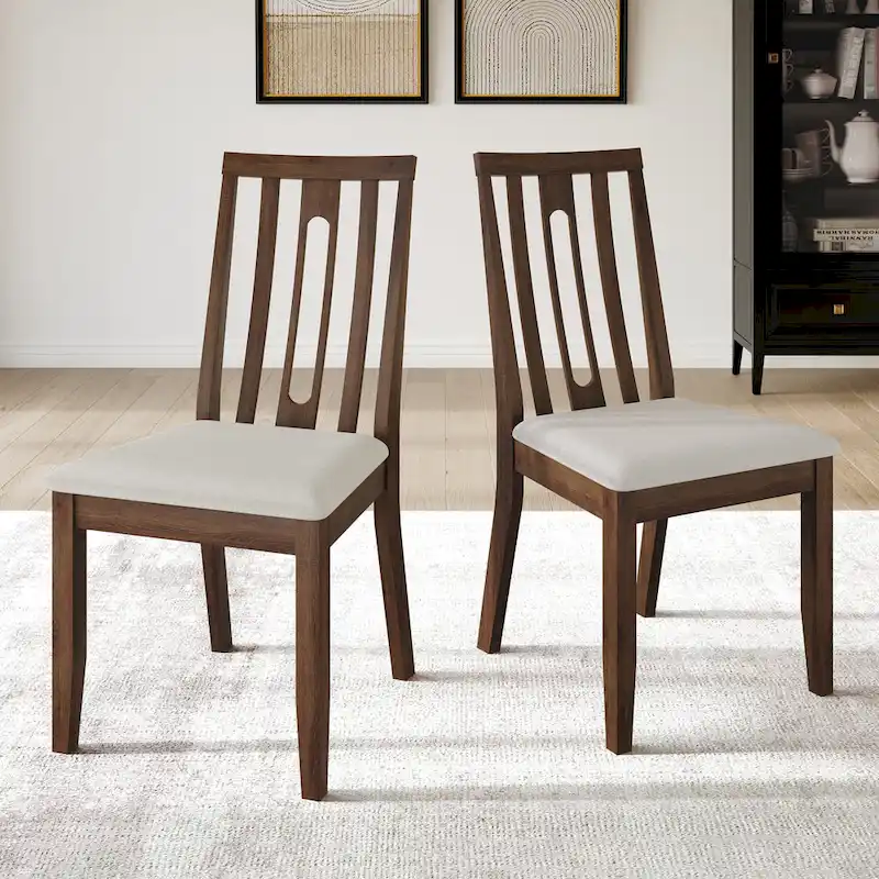 Contemporary Wooden Dining Chairs (Set of 2) - N/A