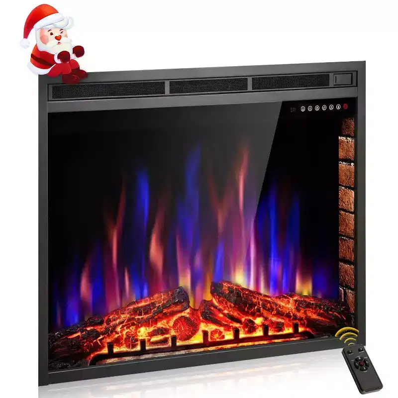 R.W.FLAME Electric Fireplace Insert, Freestanding & Recessed Electric Stove Heater, Adjustable Flame with Burning Fireplace Logs Touch Screen