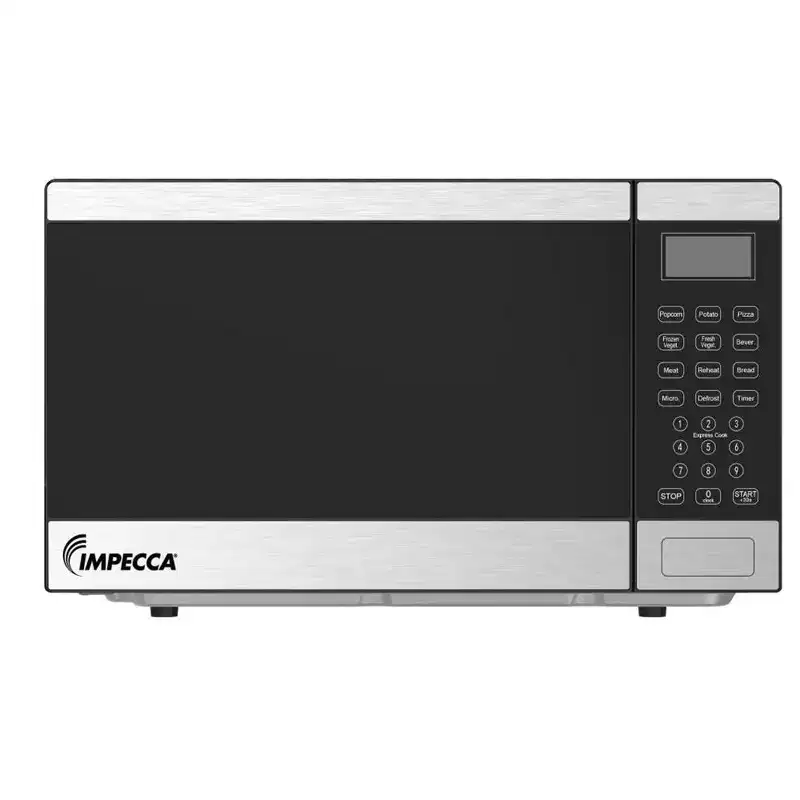 Impecca 0.9 Cu. Ft. Countertop Microwave Oven, 900W, 11.25 Turntable, & Child Lock - Stainless Steel