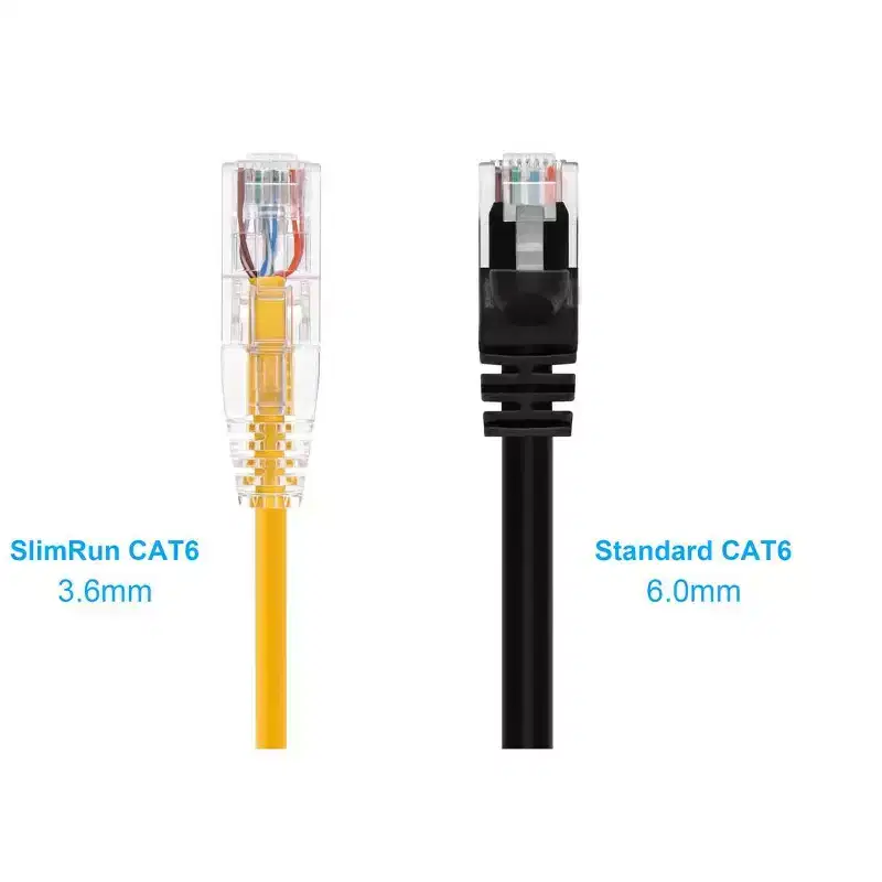 Monoprice Cat6 Ethernet Patch Cable - 14 feet - Yellow, Snagless RJ45 Stranded 550MHz UTP CMR Riser Rated Pure Bare Copper Wire 28AWG - SlimRun Series