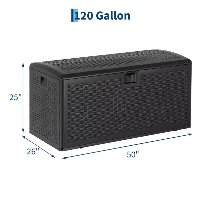 Coolmee 120 Gallon Waterproof Large Resin Deck Box Indoor Outdoor, Lockable Storage Container for Patio Furniture Tools, Waterproof Deck Box