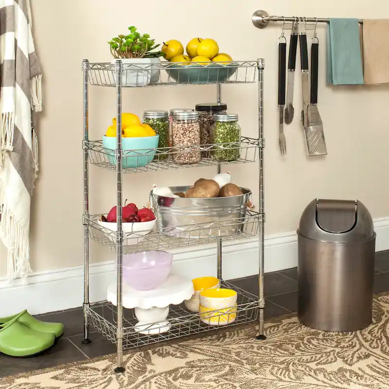 4-Tier Chrome Wire Mini Rack - 18W x 10D x 31H Inches
