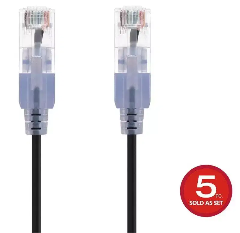 Monoprice Cat6A Ethernet Patch Cable - 10 Feet - Black | Network Internet Cord - RJ45, 550Mhz, UTP, Pure Bare Copper Wire, 10G, 30AWG, 5-Pack -