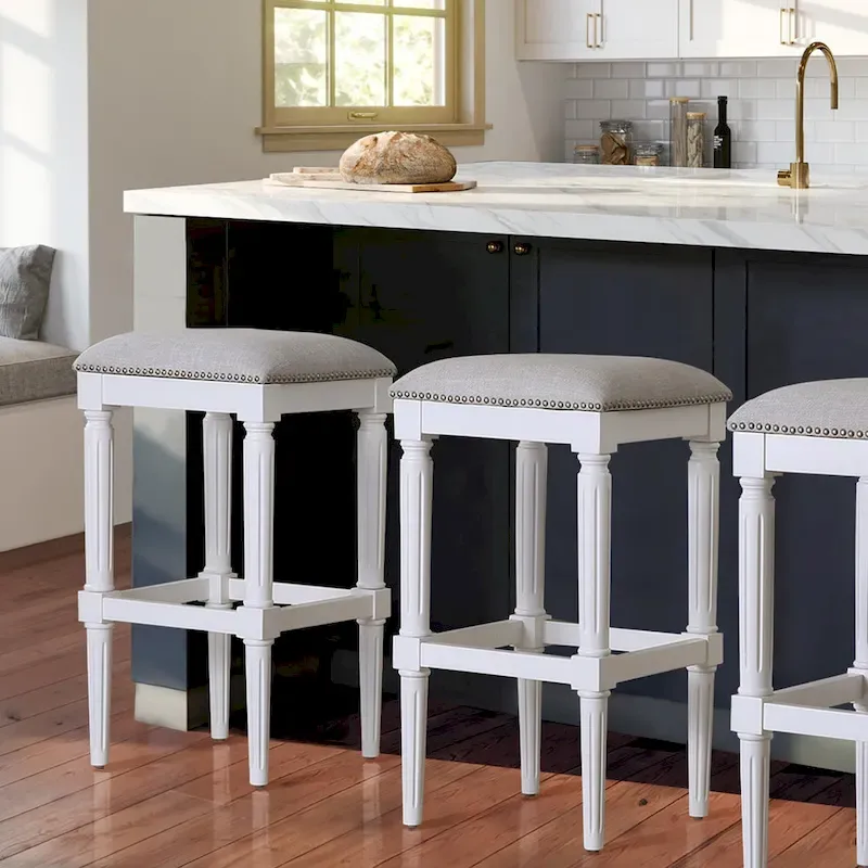 Manchester Solid Wood Square Upholstered Seat Bar Stool