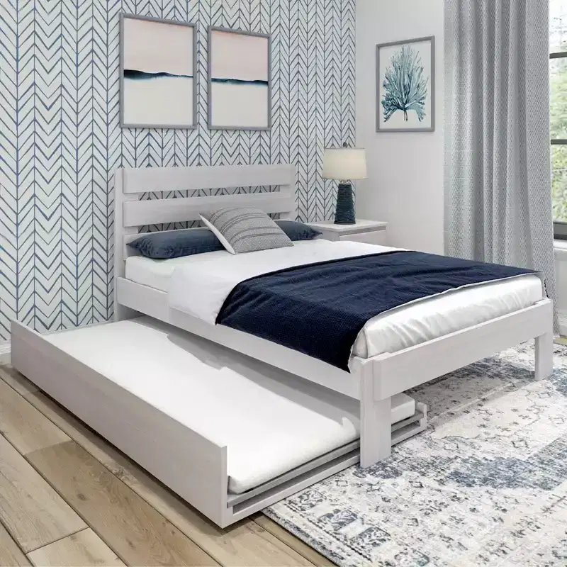 Plank+Beam Solid Wood Farmhouse Full Bed with Plank Headboard and Trundle