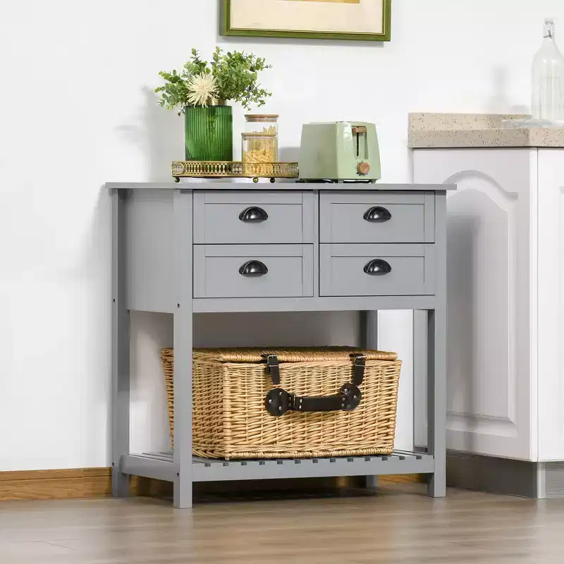 Sideboard Buffet Cabinet with 4 Drawers & Slatted Bottom Shelf 鈥?31.5W, MDF