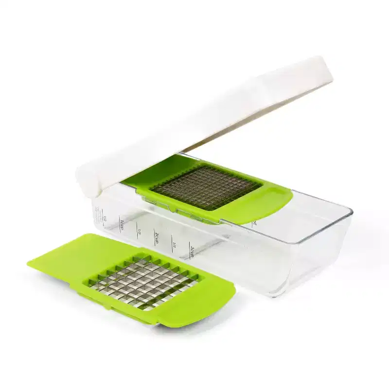 Prepworks Veggie Dice and Chop: Manual Vegetable Chopper, 2 Blades, Dishwasher-Safe, Green/White/Clear