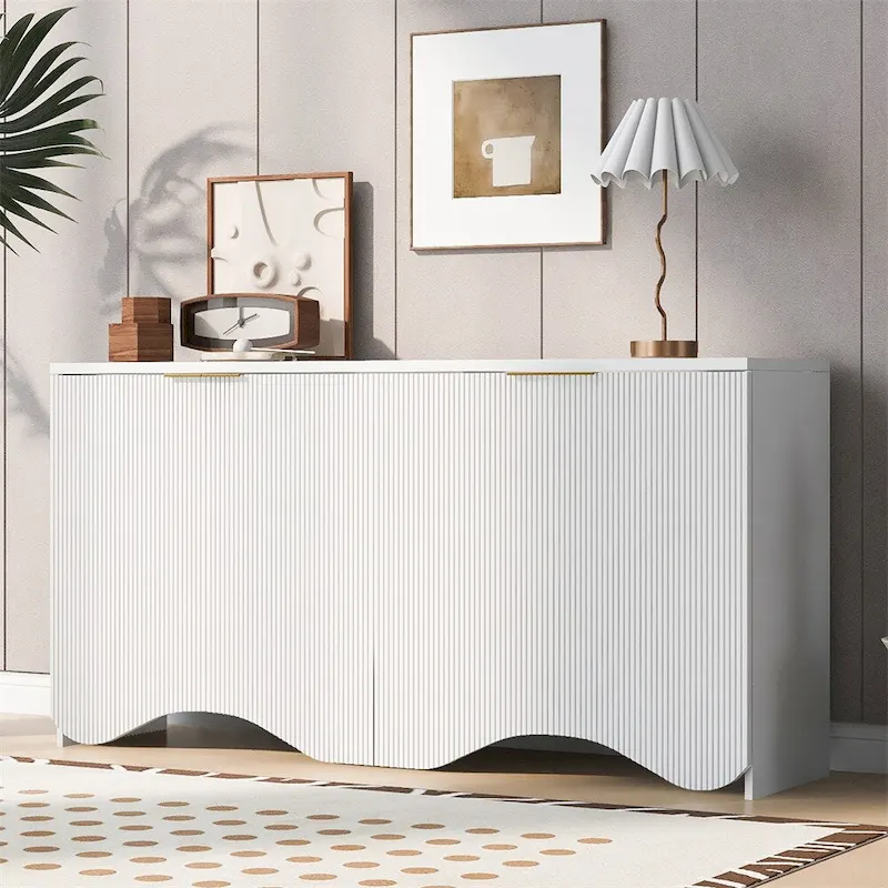 4-Door Wood Cabinet with Legs