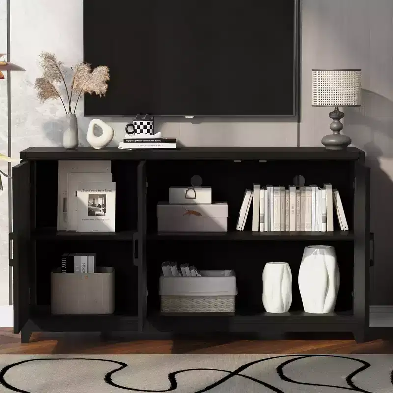 Modern TV Stand for TVs up to 165,1 cm �C Media Console with 2 Storage Cabinets