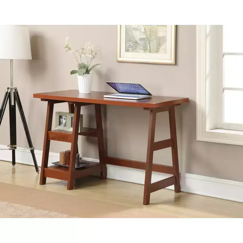 HomeStock 30 in.H Black Color Wood Writing Desks with File Drawer