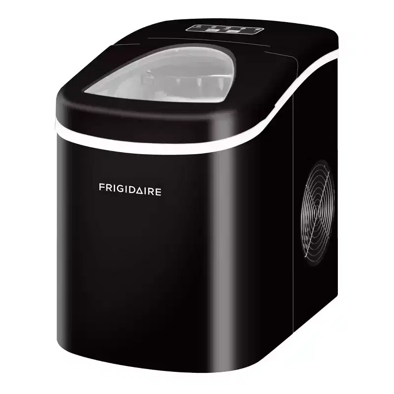 Frigidaire Compact Ice Maker Black: 26 lb Daily Production, Countertop, Stainless Steel, Bullet Ice, 2 Sizes, 66 Storage Capacity