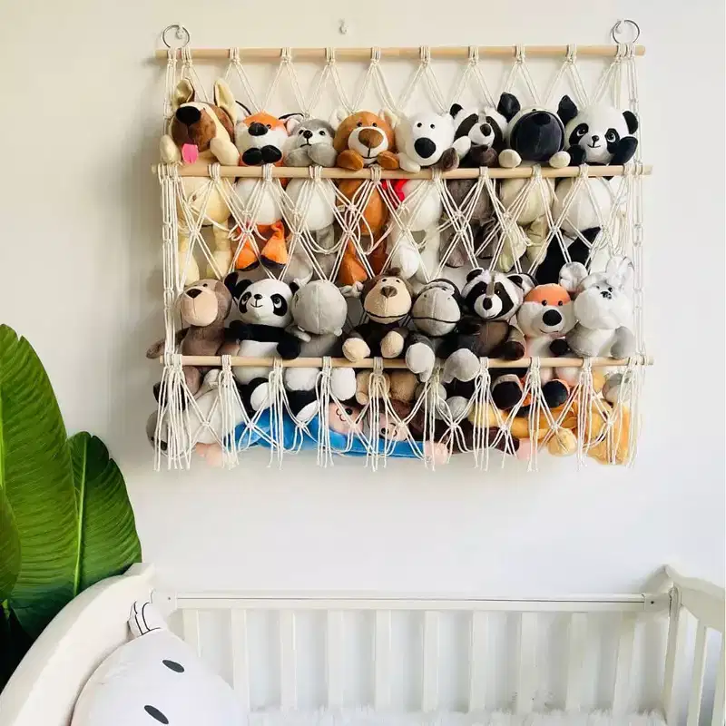 TROPOW Stuffed Animal Toy Holder, 3-Layer Versatile Plush Toy Holder, Bohemian Style Vertical Toy Storage Organizer Nursery, Stable Plush Toy Holder