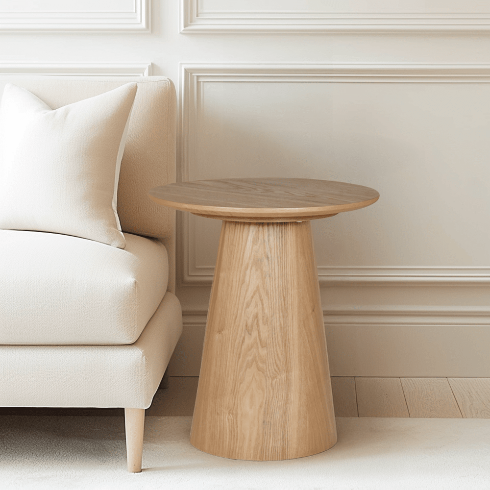 Oak Veneer Round Side Table