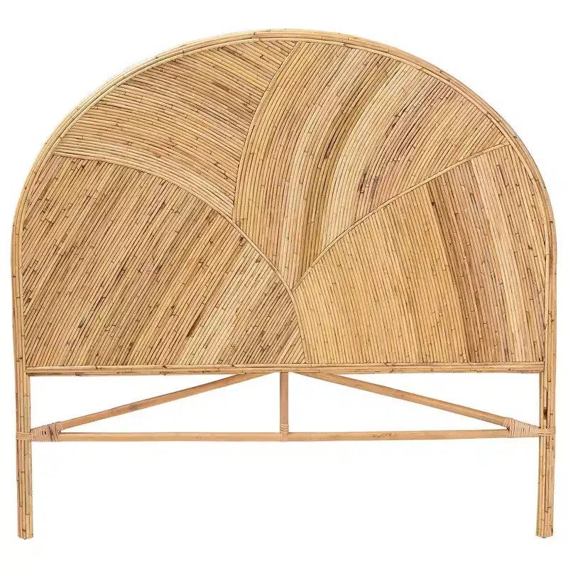 bali & pari Queen Seana Rattan Standalone Headboard Honey: Artisan-Crafted, Bohemian Design, No Mount Needed